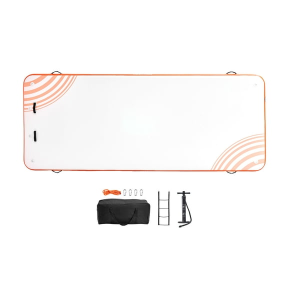 KFFKFF Inflatable Dock, 15 x 6FT Water Float Mat, Includes Detachable Ladder & Carry Bag, Non-Slip Surface, Ideal for Ocean, Pool, and Beach