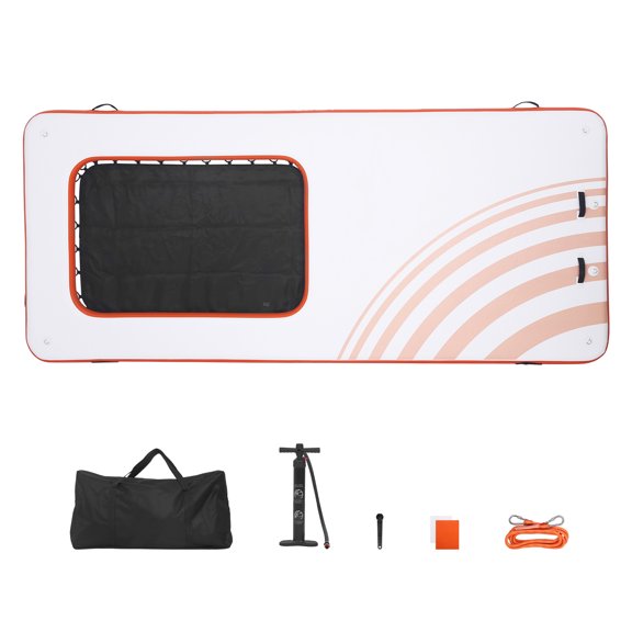 KFFKFF Inflatable Floating Dock, 15 x 6.5 FT Water Platform with Non-Slip Surface, Portable Carrying Bag, and Detachable Ladder, Ideal for Pool, Beach, and Ocean Activities