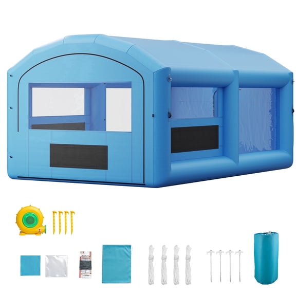 KFFKFF Inflatable Paint Booth, 21 x 13 x 10 ft, Portable Spray Tent with 1100W Blower and High-Efficiency Filter System, Arched Roof Design for Medium Trucks and Large Furniture Projects