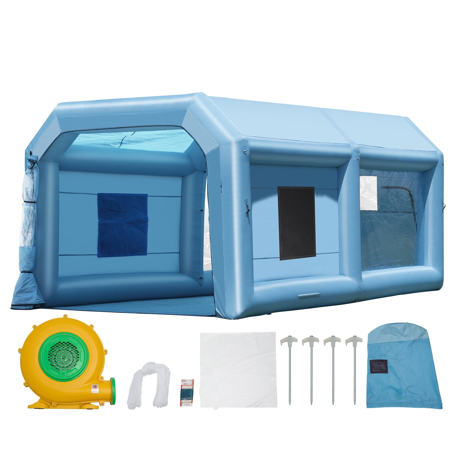 KFFKFF Inflatable Paint Booth, 21x13.5x9.8 ft, Includes 1100W Blower & Filtration System, Ideal for Mid-Size Vehicles & Bulky Furniture