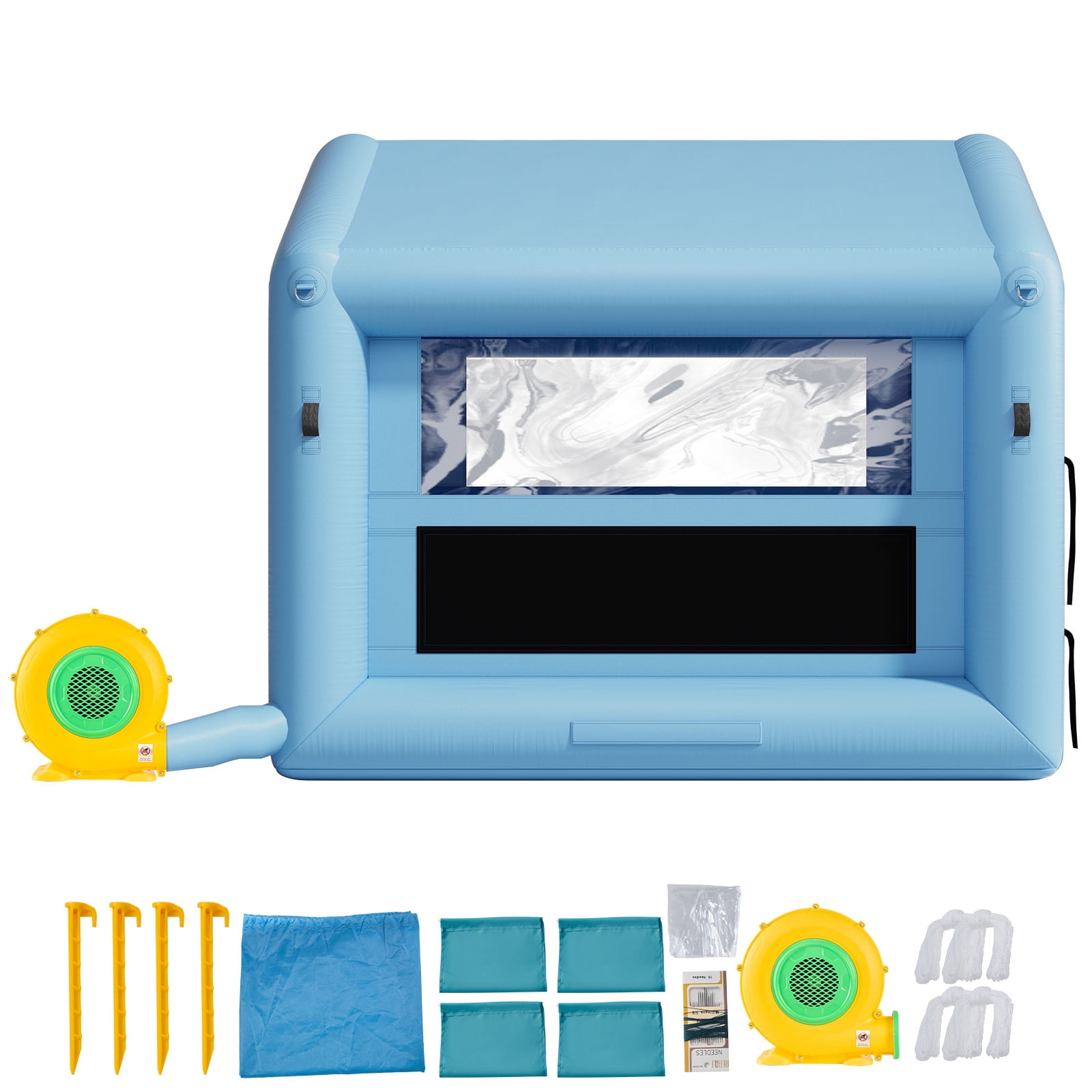 KFFKFF Inflatable Paint, Spray Booth with 550W Blower and Air Filtration System, Triangular Roof Design, 9.84 x 8.2 x 8.2 ft