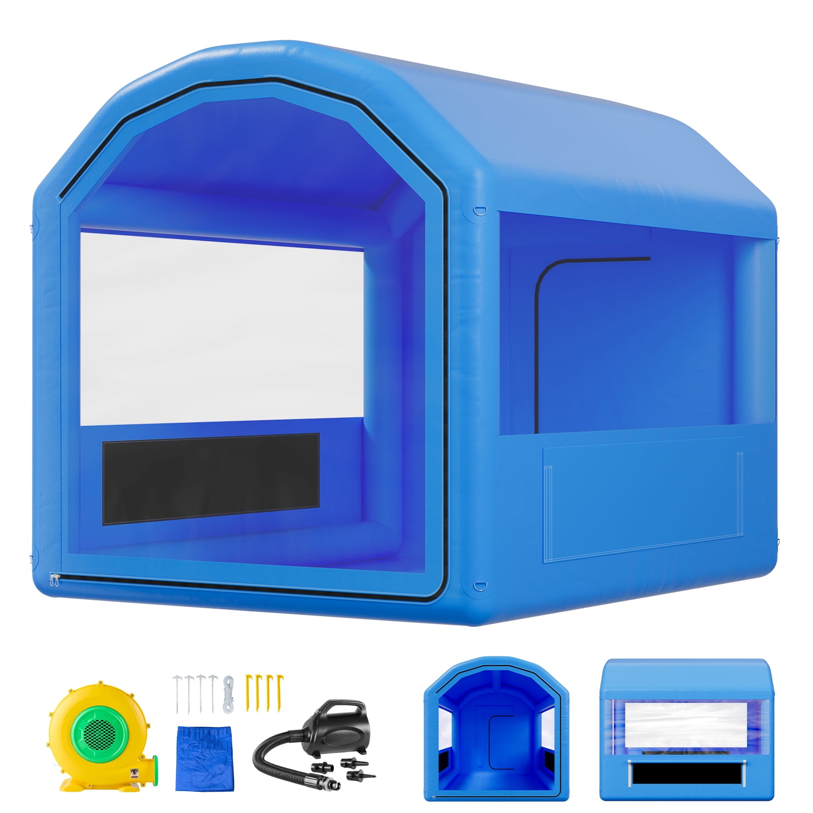 KFFKFF Inflatable Paint Booth, 9.84 x 8.2 x 8.2 ft, Spray Tent with 550W Blower and Air Filtration, Rounded Roof Design, Suitable for Painting Bikes, Motorcycles, and Vehicle Panels