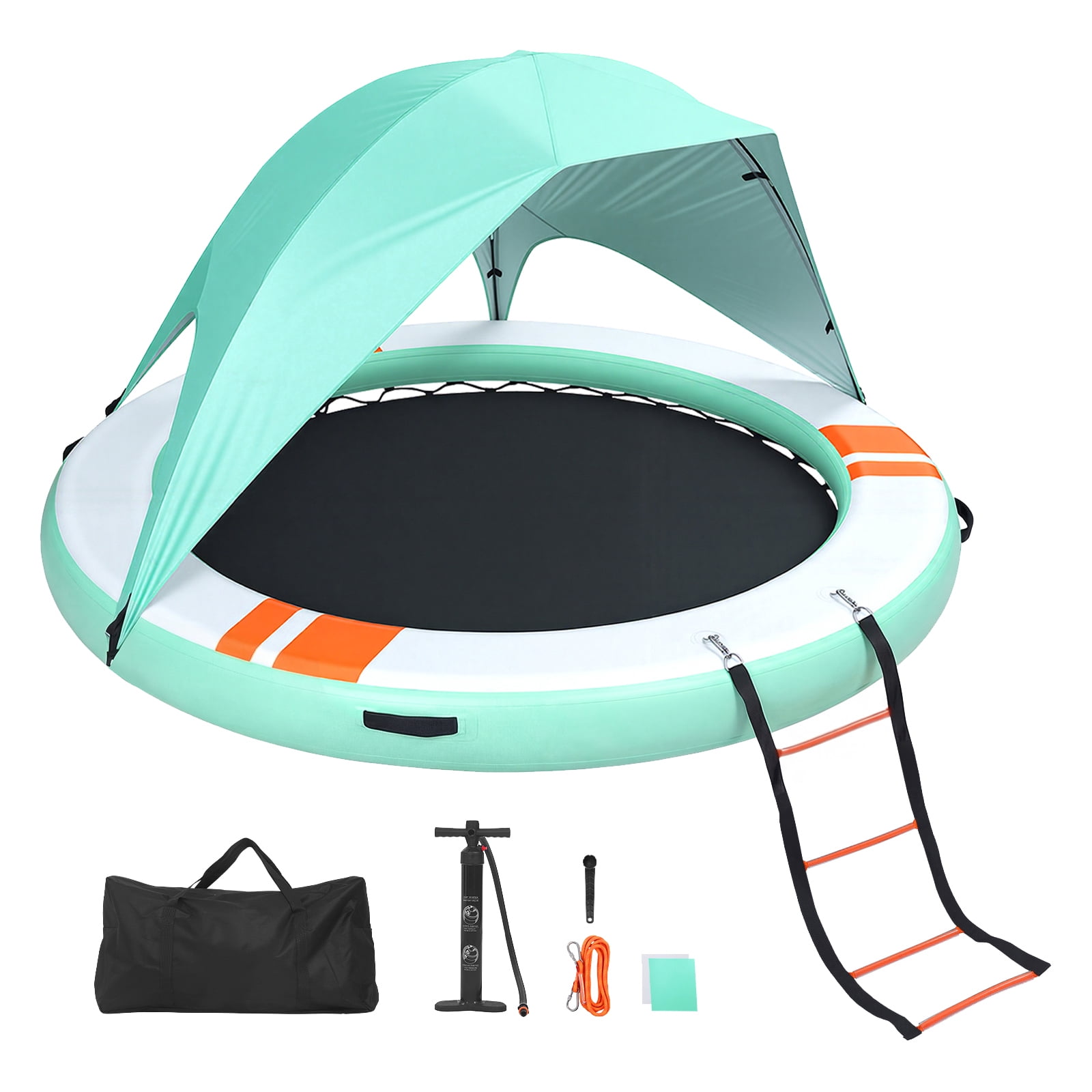 KFFKFF Inflatable Round Floating Dock, 10FT Platform with Non-Slip ...