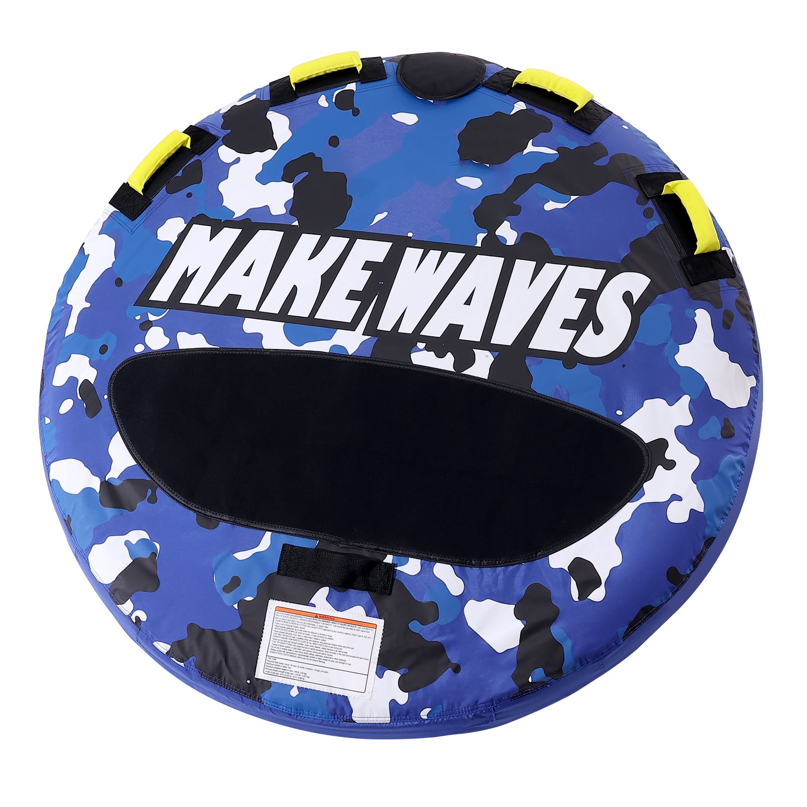 KFFKFF Inflatable Tube for Water Sports, 340 lbs Capacity, Accommodates 1-2 Participants, 51.8" Diameter, Suitable for Towing Behind Boat, Complete with Nylon Covering, EVA Grip Handles