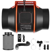 KFFKFF Inline Duct Fan Kit with Carbon Filter, 402 CFM 6-inch EC Motor Ventilation System featuring Adjustable Speeds, PWM Controller, Timer Function, Ideal for Grow Tents, Indoor Gardening