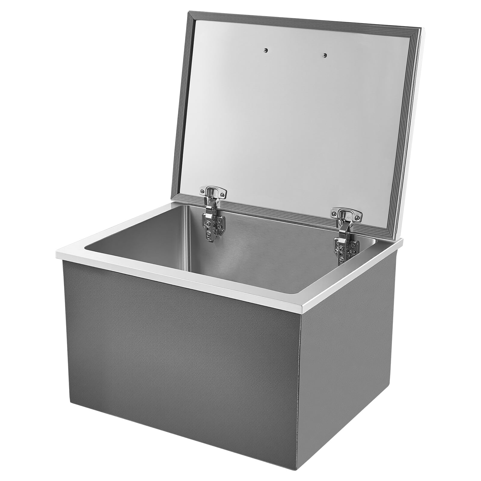 KFFKFF 20"L x 16"W x 13"H Drop-in Ice Chest 44.7 Quart 304 Stainless Steel Cooler with Hinged Lid, Large Capacity Outdoor Kitchen Ice Bar with Drain Pipe for Chilled Wine Beer