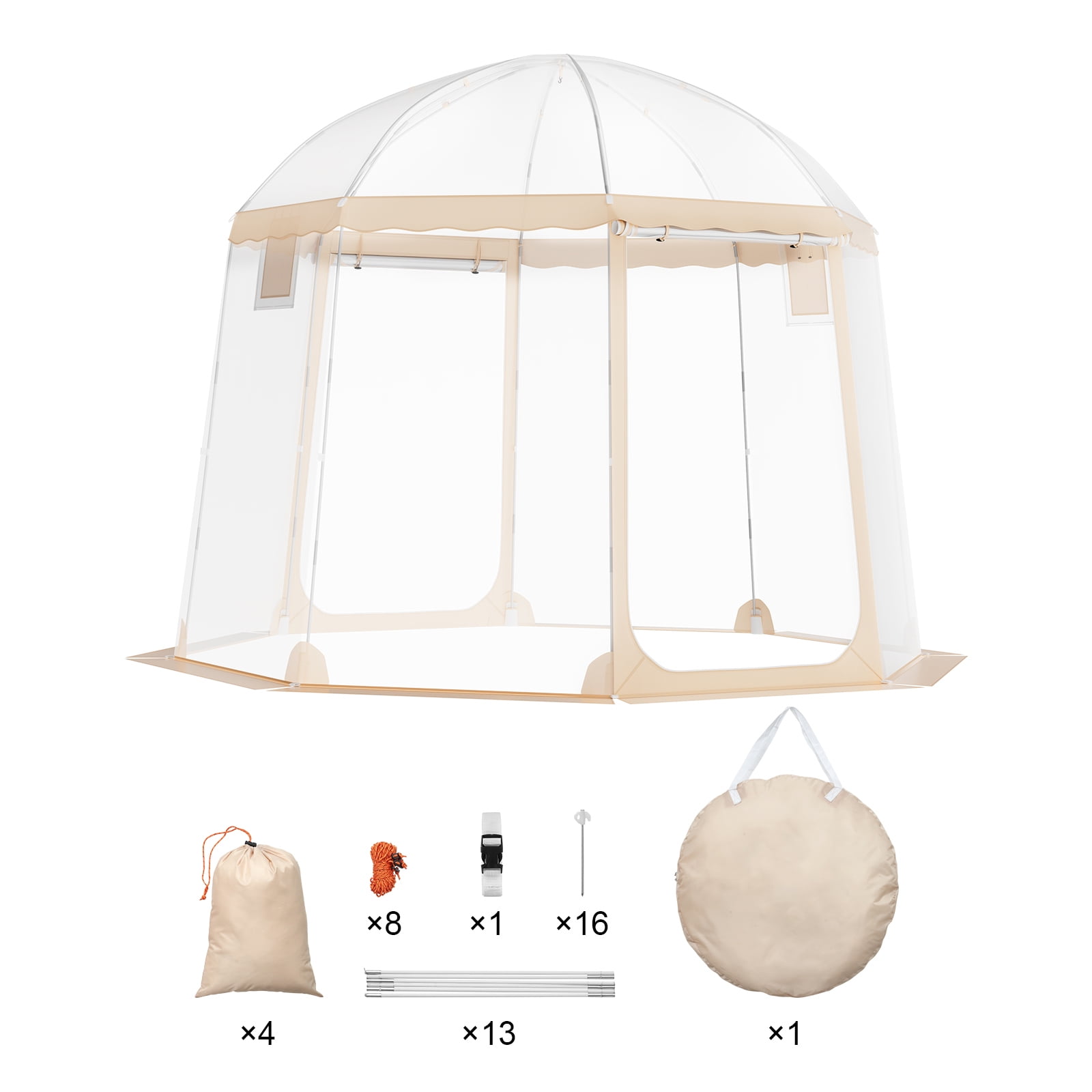 KFFKFF Instant Shelter Pod for 4-8, Weather-Resistant Sports Dome, Transparent Outdoor Canopy for Soccer, Football, Softball Events & Parades