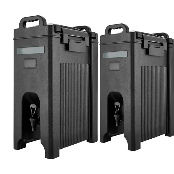 KFFKFF Insulated Beverage Dispenser, 5 Gal/19L Thermal Drink Server with Spigot & Handle, Food-Grade Hot and Cold Liquid Container for Tea, Coffee, and Water in Cafes & Restaurants, 2 Pack, Black