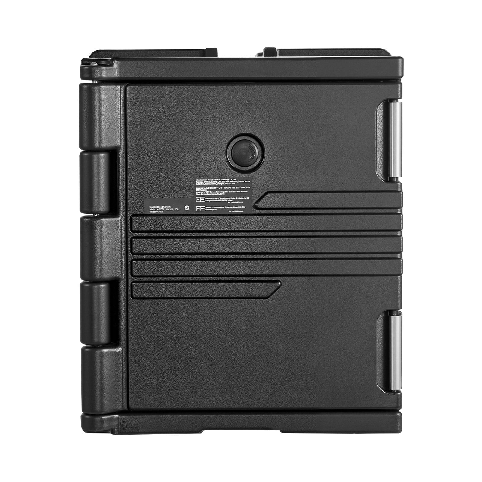 KFFKFF Insulated Food Pan Carrier, 82 Qt Non-Electrical Food Warmer with Wheels & Stainless Steel Latch, Durable Stackable Hot Box for Multiple Pan Sizes (Not Included), Ideal for Catering (Black)