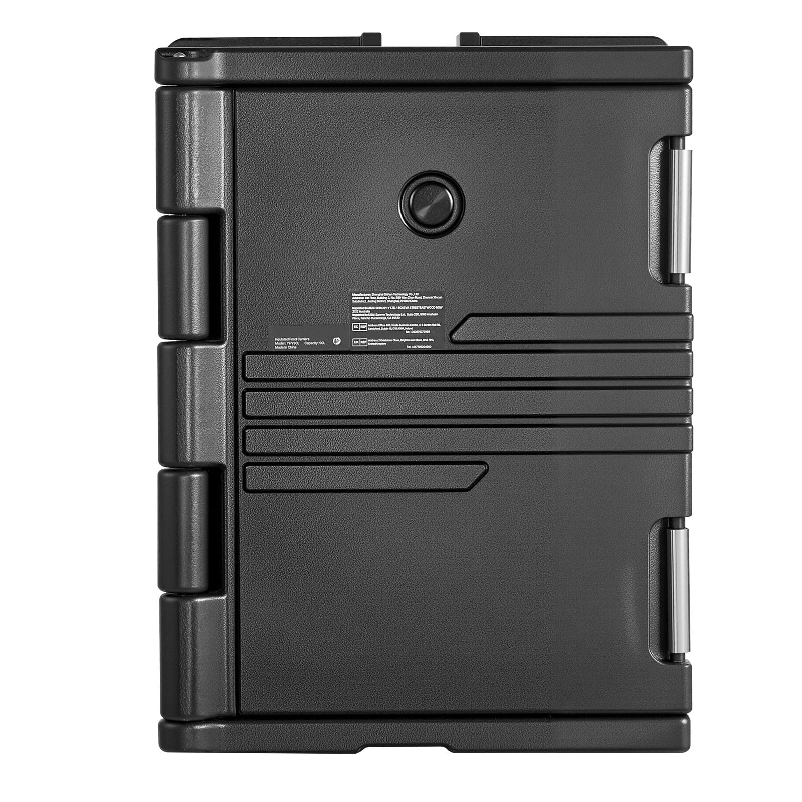 KFFKFF Insulated Food Pan Carrier, 95 Qt Non-Electrical Warmer with Wheels & Stainless Steel Latch, Durable Stackable Hot Box for Multiple Pan Sizes (Not Included), Ideal for Catering (Black)
