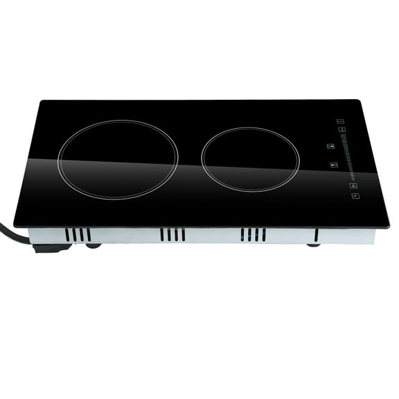KFFKFF Integrated Electric Cooking Surface, Dimensions 20 x 11.6 inches, Dual Elements, 240V Glass Heat Plate with Touch-Sensitive Controls, Inbuilt Timer and Child Safety Feature, 9 Adjustable Heat