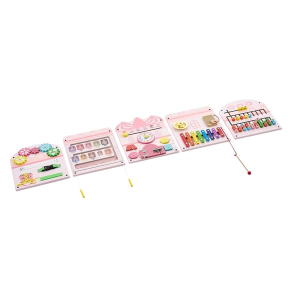 KFFKFF Interactive Wall Activity Board, 14-in-1 Castle Montessori Sensory Panels,Educational Play Center for Daycare, Classroom,Playroom,and Home,Durable Wooden Learning Toy with Mounting Accessories