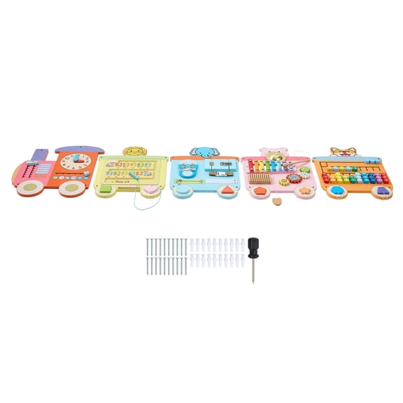 KFFKFF Interactive Wall Busy Board, 18-in-1 Montessori Sensory Activity Panels for Kids, Educational Learning Center for Home, Classroom, Daycare,Durable Wooden Design with Mounting Accessories
