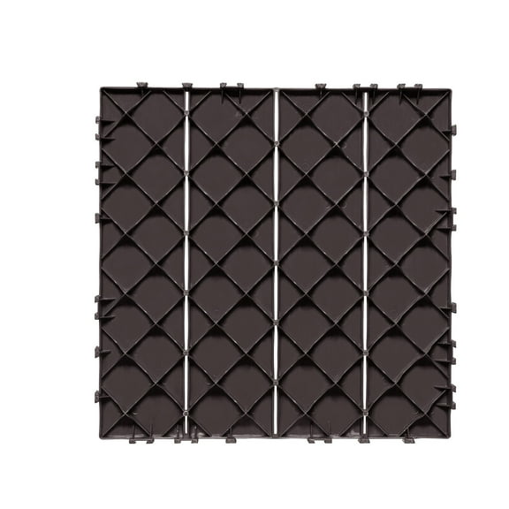 KFFKFF Interlocking Deck Tiles, 10-Pack, 12"x12" Plastic Waterproof Outdoor Flooring for All Weather Conditions, Ideal for Patio, Porch, Poolside, Balcony, and Backyard, Dark Brown