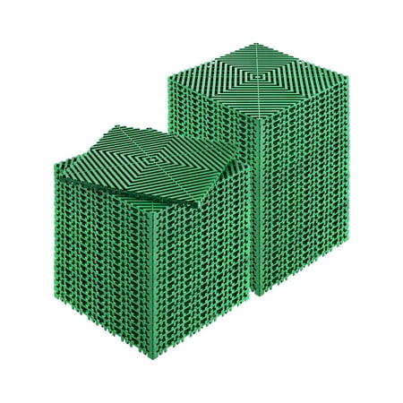 KFFKFF Interlocking Drainage Mat, 50-Piece Modular Cushion Set, 12” x 12” Non-Slip Green PP Floor Tiles, Ideal for Garage, Garden, Kitchen, and Outdoor Spaces