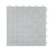 KFFKFF Interlocking Garage Tiles, Dimensions of 12 x 12 x 0.53 inch in a Pack of 50, Garage Floor Tiles with Dual-Sided Texture, Ideal for Garages, Basements, and Repair Shops, Silver