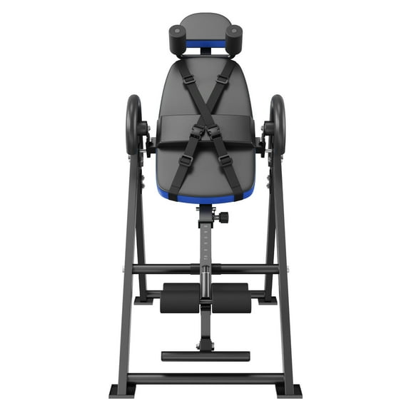 KFFKFF Inversion Table for Back Pain Relief, Supports up to 300 lbs, Durable Decompression Back Stretching Gear, Includes Headrest, Secure Ankle Hold, and Adjustable Safety Belt, in Blue/Black