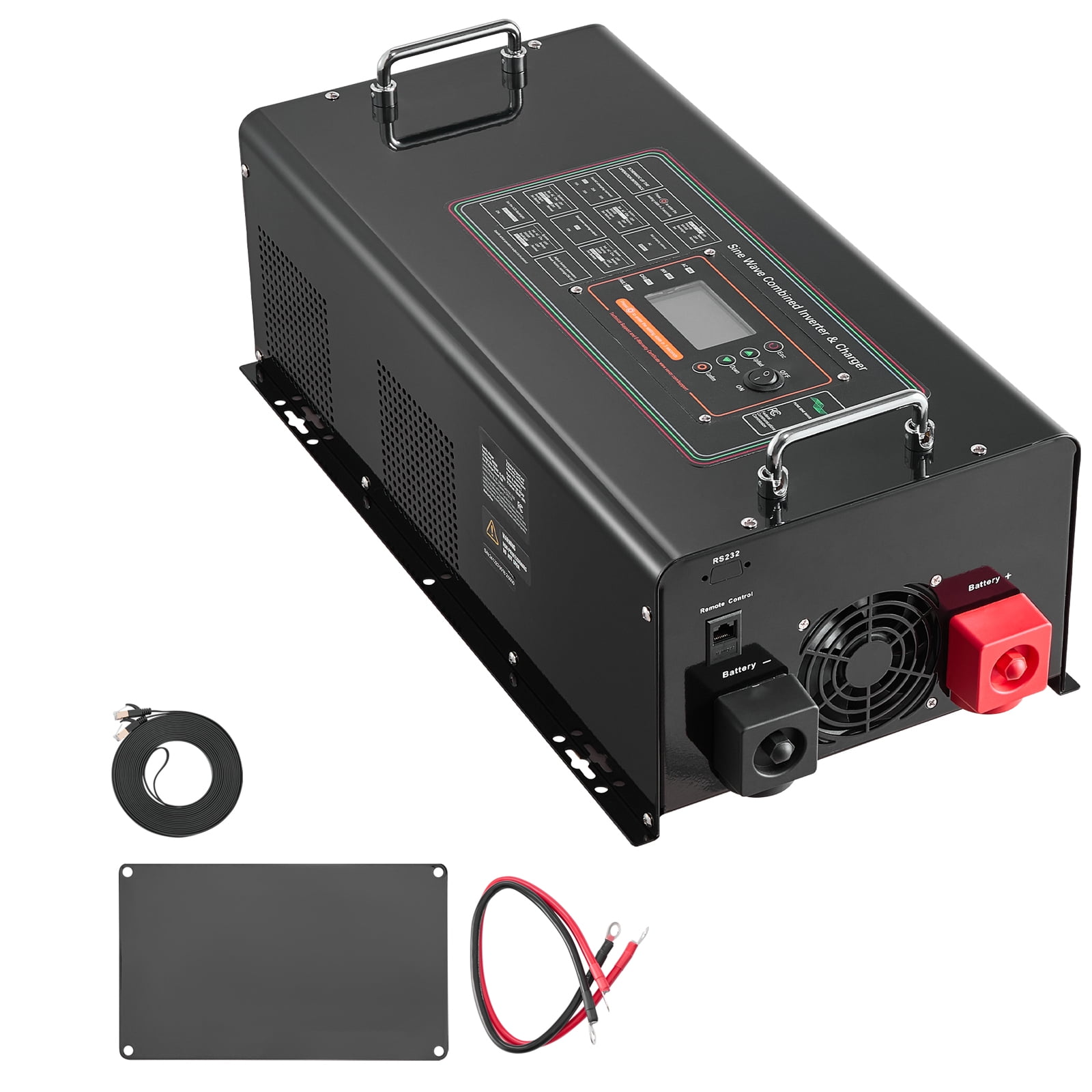 KFFKFF Inverter Charger with Pure Sine Wave, 4000 Watt, Converts DC 24V to AC 120V, Comes with LCD Display and Remote Control, Ideal for Off-Grid Solar, RV, Boat, and Home Use