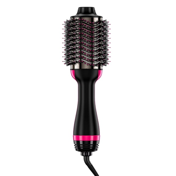 KFFKFF Ionic Hair Styling Tool, 4-in-1 Blow Dryer Brush with Electroplated Titanium & 2.95" Ceramic Coated Oval Barrel, Trio-Heat Hot Air Brush for Drying, Straightening, and Curling