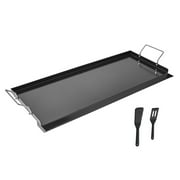 KFFKFF Iron Griddle, Dimensions 32x14 inch, Versatile Flat Rectangular Surface, Suitable for BBQ Grill, Japanese Teppanyaki, Compact Cookware with Handle, Ideal for Outdoor Activities