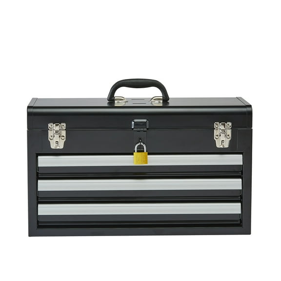 KFFKFF Iron Storage Case, 20.5-inch, Mobile Iron Storage Case with Trio Drawers, Compact Tool Carrier with EVA Cushions, Ball Bearing Slide Drawers Securing & Powder Sprayed Finish