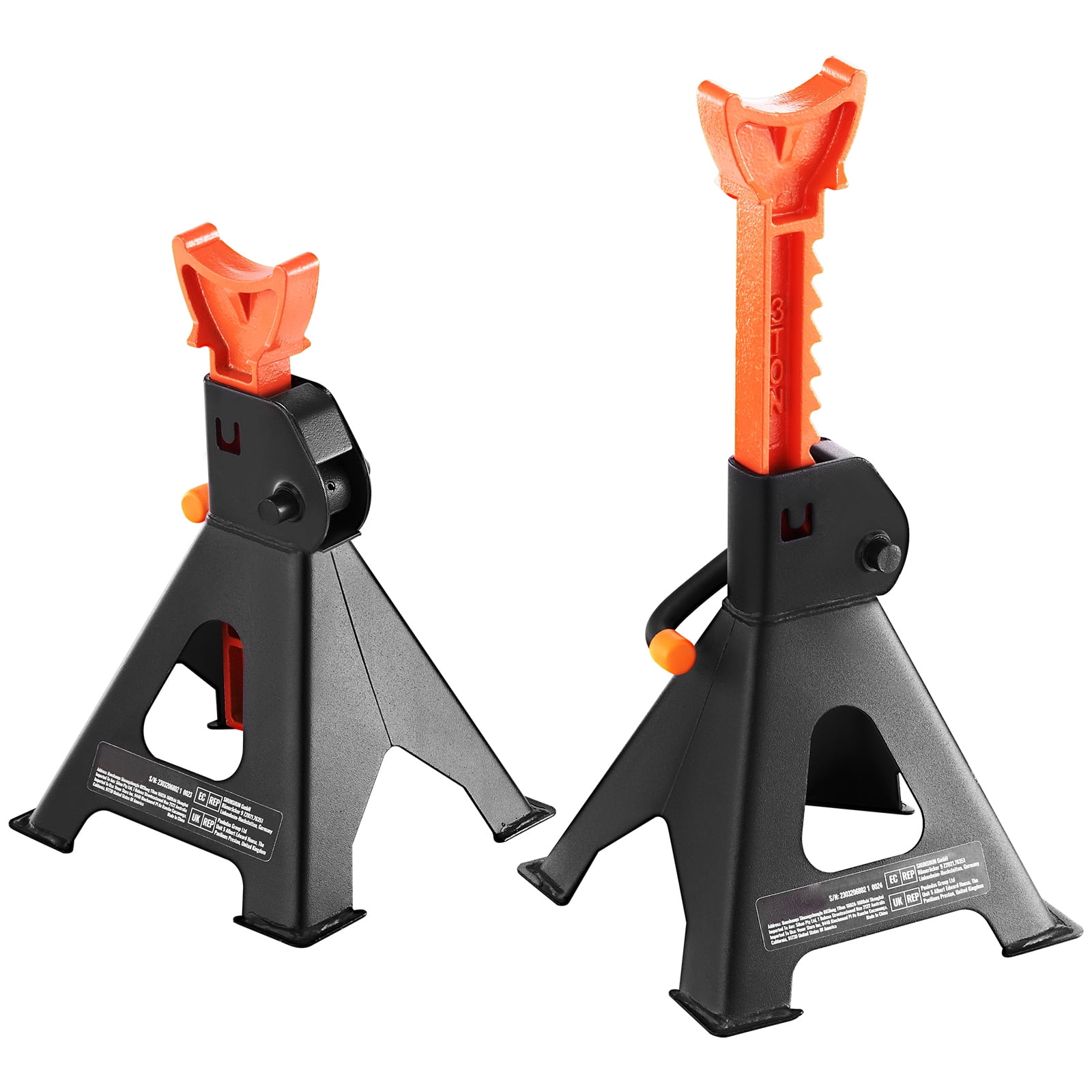 KFFKFF Jack Stand, 3 Ton Capacity, Adjustable 10.8-16.3 inch for SUVs, Trucks, and ATVs, Red, Pair