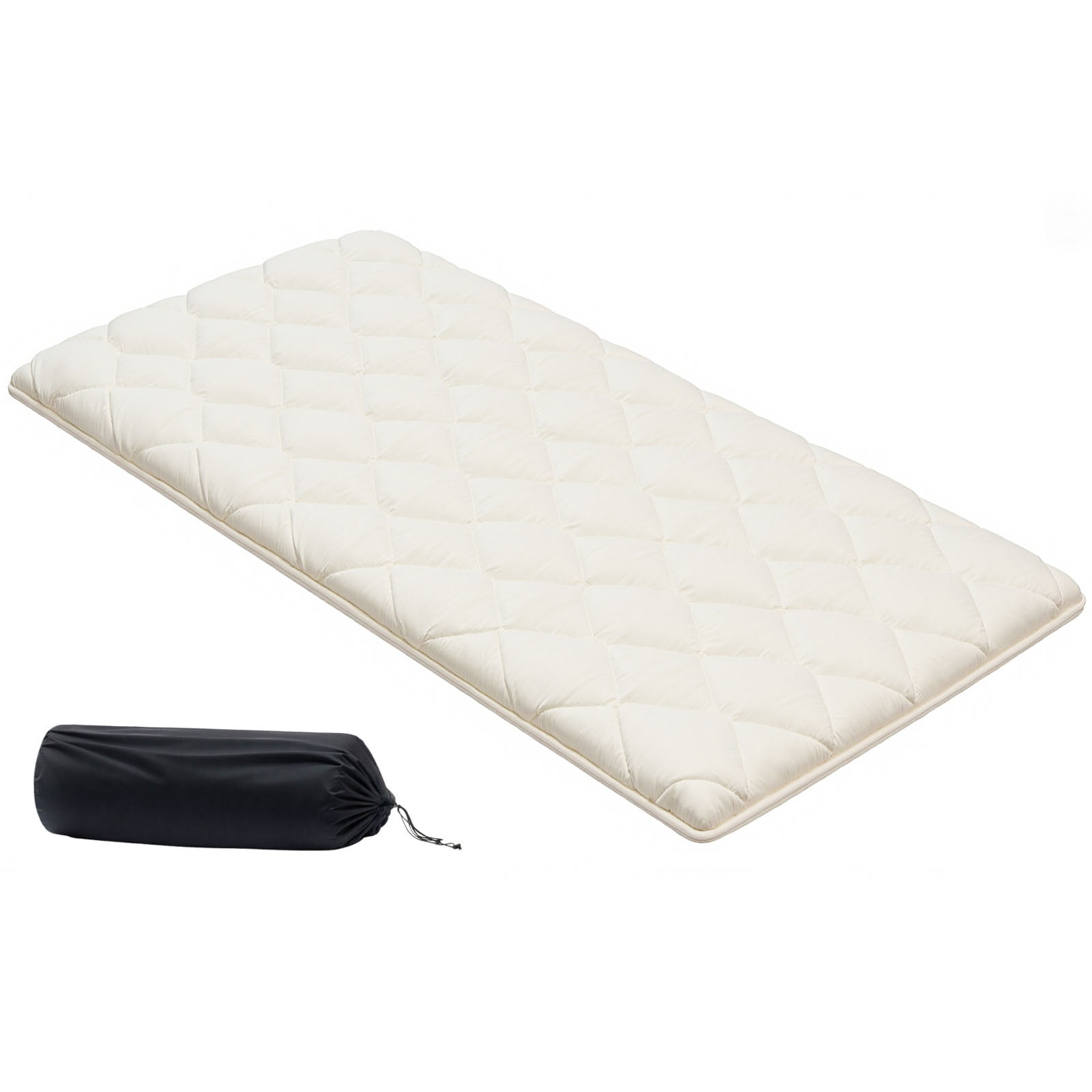 KFFKFF Japanese Tatami Mat, Twin Size Foldable Floor Mattress, Futon Mattress with Storage Bag & Fastener, 9-Layer Design for Sleeping, Dormitory, Meditation, Yoga, 80 x 39 x 2.5 in, White