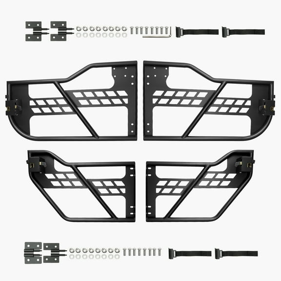 KFFKFF Jeep Tube Doors, 4-Door, Hunting Style Tubular Design with Durable Hinges & OE Latch, Doors with Rubber Pads, Compatible with 2018-2024 Jeep Wrangler JL & 2020-2024 Jeep Gladiator JT
