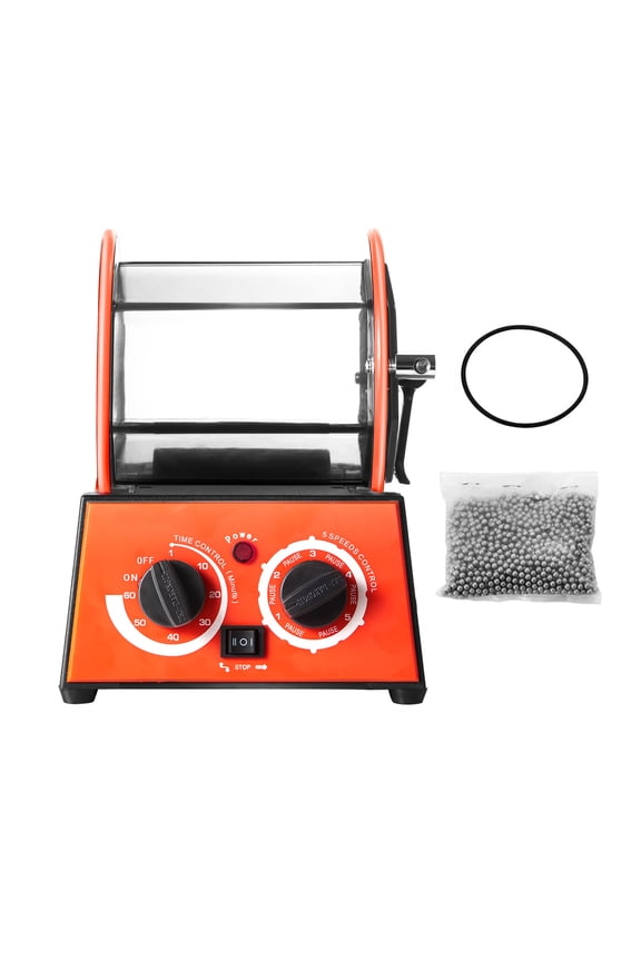 Jewelry Polisher Tumbler, 6.6lbs/3kg Capacity Mini Rotary Tumbler Machine with 0-60 Minutes Timer, 5 Speeds Jewelry Rotary Finisher for Surface Polishing Grinding Buffing Gemstones
