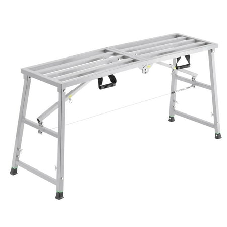 KFFKFF Job Site Platform, Quad-Level Height Adjustment, Collapsible Alloy Steel Step Stool, Mobile Work Stand, 800 lb Weight Limit, Anti-Slip Rubberized Feet, Painter's Perch, Maintenance