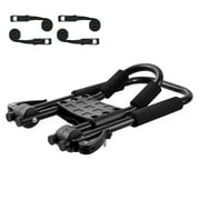 KFFKFF Kayak Car Rack, Set of 2 Pairs J-Bar, Cushioned Roof Rack with Swift Foldability, Superior Mount Tie Down, Transporter for Kayak, Surfboard, Canoe, SUP, Ski Board