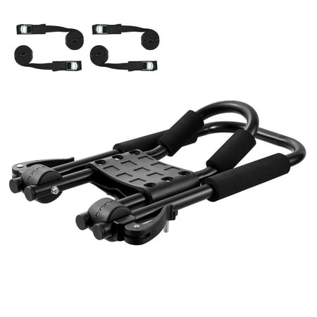 KFFKFF Kayak Car Rack, Set of 2 Pairs J-Bar, Cushioned Roof Rack with Swift Foldability, Superior Mount Tie Down, Transporter for Kayak, Surfboard, Canoe, SUP, Ski Board, Compatible with Car, SUV