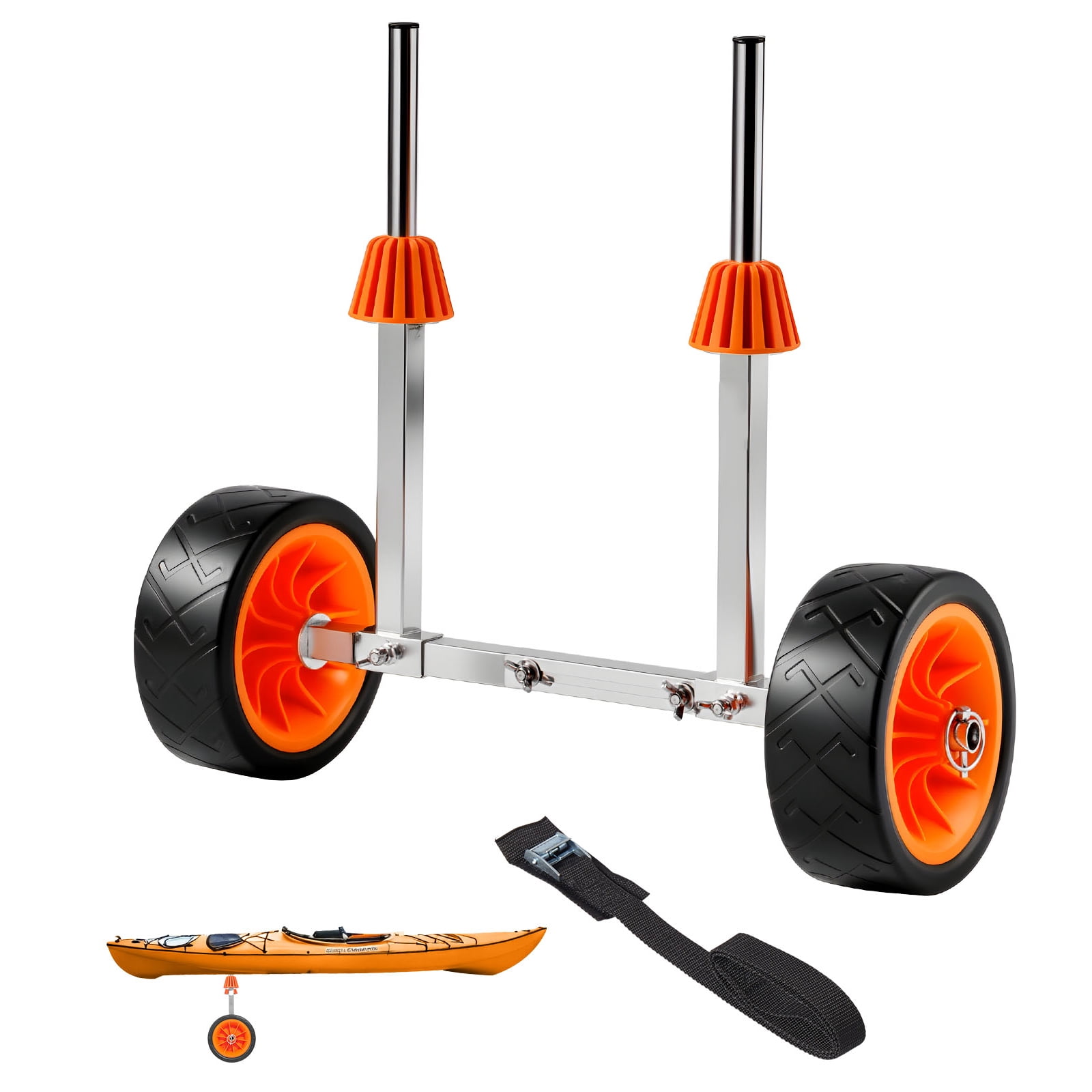 KFFKFF Kayak Cart with 250 lbs Load Capacity, Canoe Dolly Featuring 7.5-inch Solid Rubber Tires and Kickstand, Quick Assembly and Disassembly, Ideal for Kayaks, Canoes, and Paddleboards