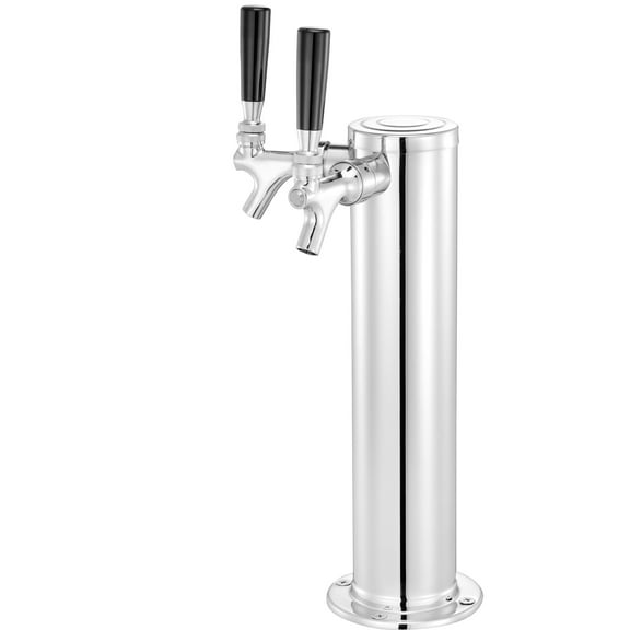 KFFKFF Kegerator Tower Set, Two-Tap Beverage Modification System, Metallic Keg Beverage Tower Distributor with Dual Indicator CGA320 Controller & D-System Keg Connector, Auto-Shut Spring