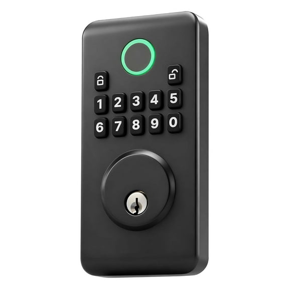 KFFKFF Keyless Entry Door Lock with Electronic Deadbolt, Customizable Codes, Ergonomic Design, Keyed Access, Auto Lock, Anti-Peeking Feature, Backlit Keypad, Matte Black Finish for Home Use
