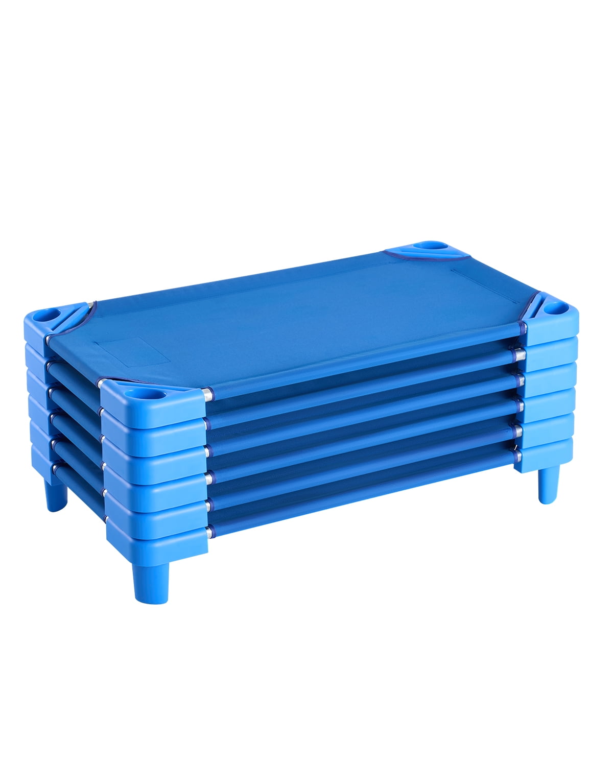KFFKFF Kiddie Cot Set, 6 Units, Travel-Friendly Toddler Sleep Cots, 42" L x 23" W, Suitable for Children, Ideal for Preschool Classroom Sleep, Rest, Nap Periods, Blue