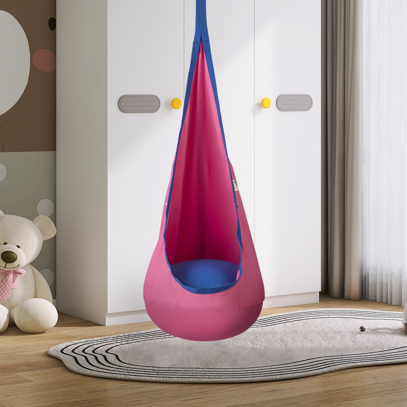 KFFKFF Kids Pod Swing Seat Hanging Hammock Chair with LED KFFKFF Kids Pod Swing Seat Hanging Hammock Chair with LED