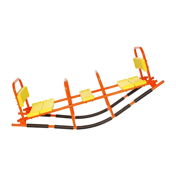 KFFKFF Kids Seesaw, 200 lbs Capacity, Metal Teeter Totter with Handles, Outdoor Playground Equipment for Children Aged 3+, Suitable for Lawn, Backyard, and Playground, 2 Seats