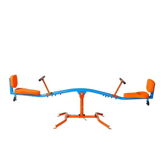 KFFKFF Kids Seesaw with 300 lbs Capacity, Rotating Sit and Spin Teeter Totter, Outdoor Playground Equipment with Easy-Grip Handles, 360-Degree Swivel Design for Children Aged 3+