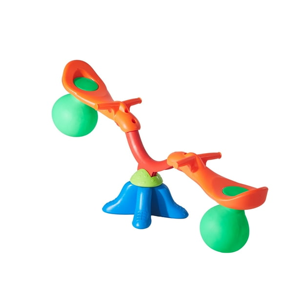 KFFKFF Kids Seesaw with 55 lbs Capacity per Seat, Rotating Teeter Totter with Handles, Outdoor Play Equipment for Ages 3+, 360-Degree Swivel Design, Multi-Colored