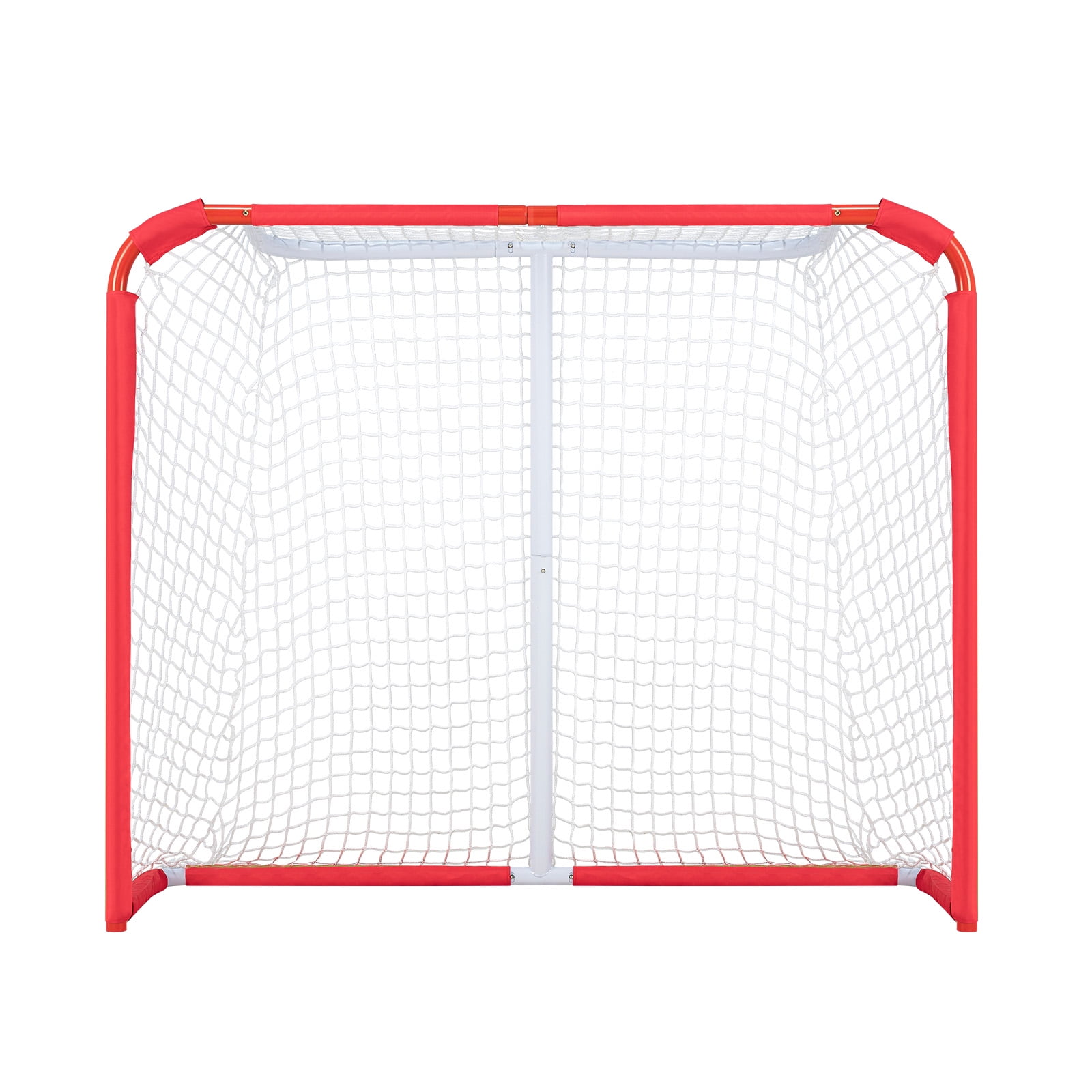 KFFKFF Kids' Street & Roller Hockey Goal, Durable Steel Frame for Indoor/Outdoor Use, Easy Setup Junior Hockey Net, Portable Design for Young Players, 54" x 44", White/Red