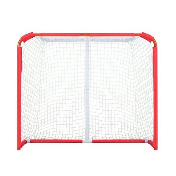 KFFKFF Kids' Street & Roller Hockey Goal, Durable Steel Frame for Indoor/Outdoor Use, Easy Setup Junior Hockey Net, Portable Design for Young Players, 54" x 44", White/Red
