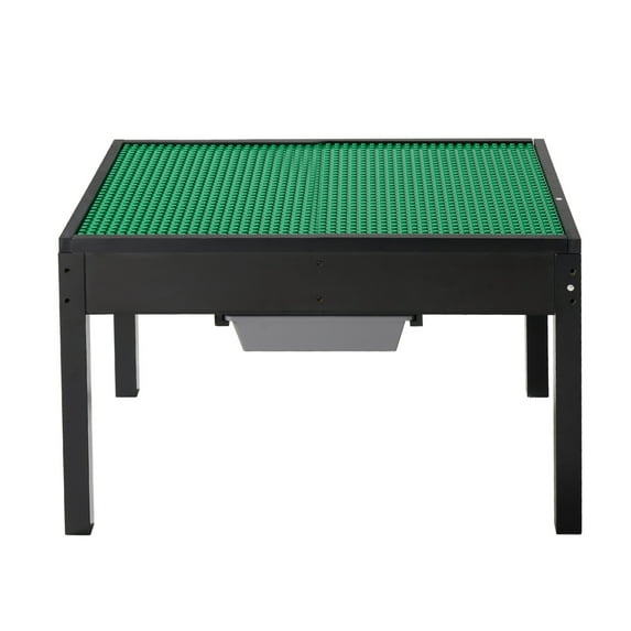 KFFKFF Kids Wooden Activity Table with Double-Sided Tabletop, Multi-Functional Play Table for Building Blocks, Includes 2 Storage Bins, Suitable for Children Aged 3+, Spacious Design