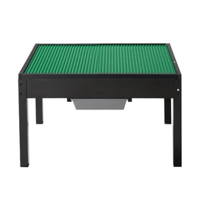 KFFKFF Kids Wooden Activity Table with Double-Sided Tabletop, Multi-Functional Play Table for Building Blocks, Includes 2 Storage Bins, Suitable for Children Aged 3+, Spacious Design