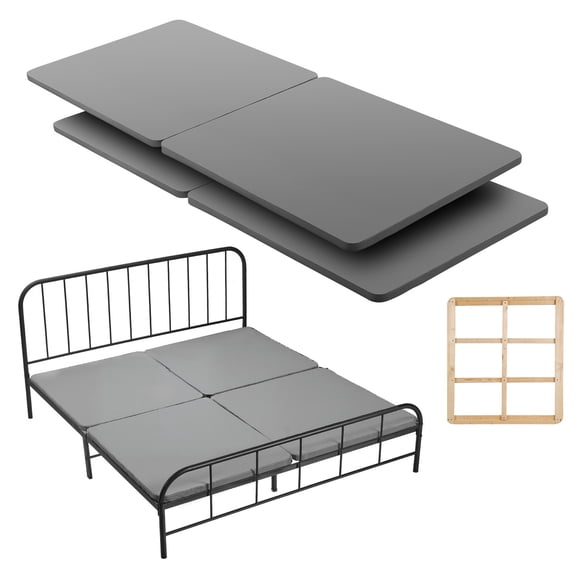 KFFKFF King Size Bed Support Board, 1.5-inch Wooden Slats with Durable 200D Oxford Fabric, Mattress Base for King Beds, Simple Assembly, 4-Piece Set, Gray