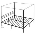 thumbnail image 1 of KFFKFF King Size Metal Canopy Bed Frame with Charging Station, Four-Post Design, Durable Steel Slats, Underbed Storage, No Box Spring Required, Simple Assembly, Black, 1 of 9