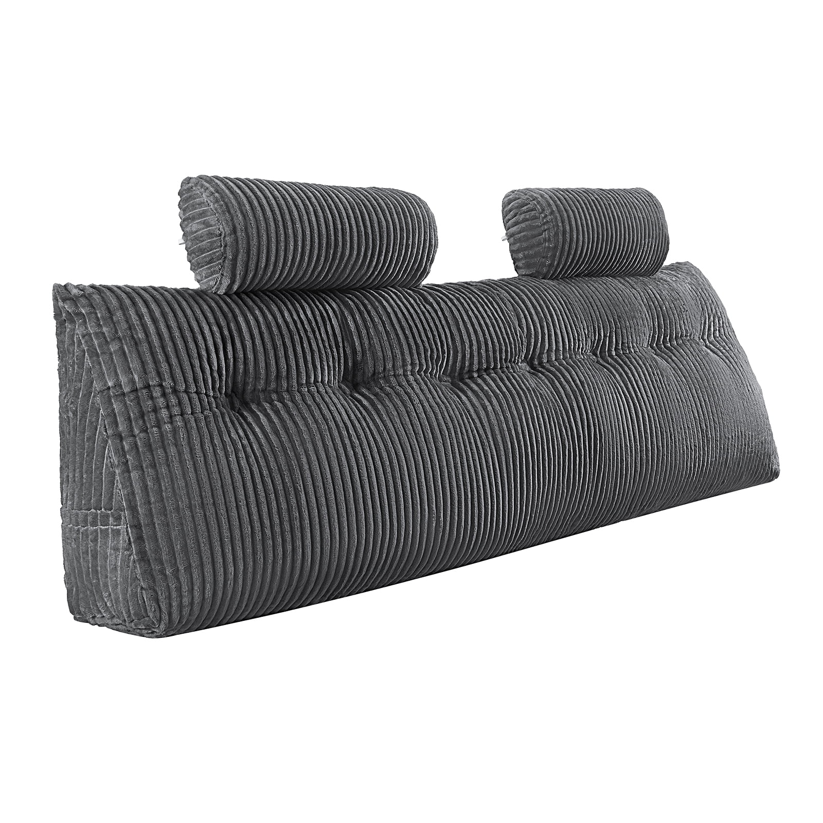KFFKFF King Size Wedge Headboard Pillow with Side Pockets and Adjustable Headrests, Washable Flannel Cover, Ideal for Reading, Gaming, Resting, and Working in Bed, Grey