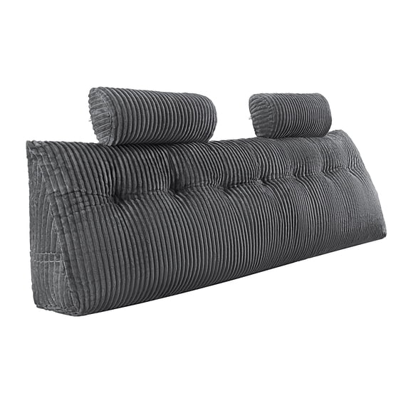 KFFKFF King Size Wedge Headboard Pillow with Side Pockets and Adjustable Headrests, Washable Flannel Cover, Ideal for Reading, Gaming, Resting, and Working in Bed, Grey