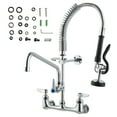 thumbnail image 1 of KFFKFF Kitchen Faucet with Pull Down Sprayer, Wall Mount Kitchen Brass Faucet 21" Height, 8" Mounting Space, Features 12" Swivel Spout & Pull-Out Spray, Fits Single to Triple Basin Sinks, 1 of 9