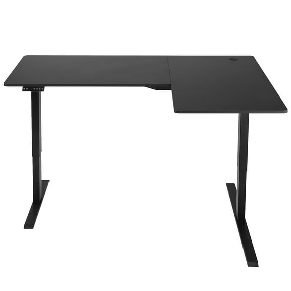 KFFKFF L-Shaped Desk with Adjustable Height, Electric Corner Gaming Desk Featuring Dual Hooks, Durable Carbon Steel Computer Table with Built-In Power Strip for Home, Office, or Dorm Use
